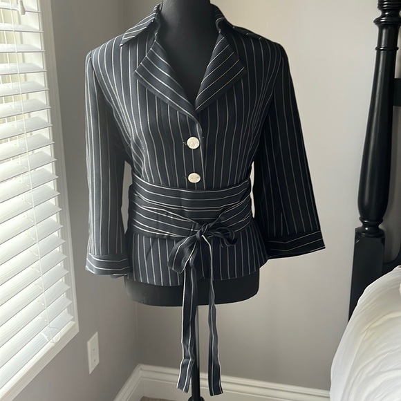 Franco Mirabelli jacket and sarong belt. Size 12. Navy - Picture 1 of 4